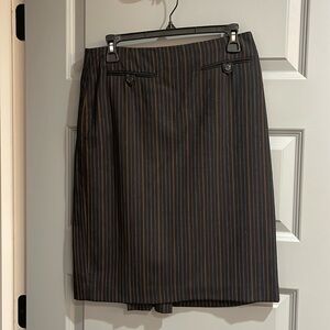 Loft pinstripe wool skirt with kick pleat